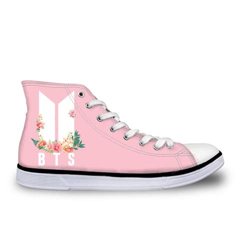 Noisydesigns Bts K Pop Fashion Canvas High Top Students Shoes Women