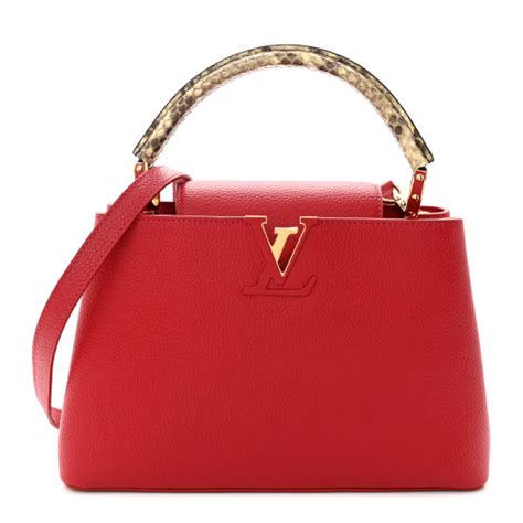 Louis Vuitton Taurillon Snakeskin Capucines Pm Scarlet