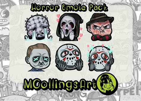 Horror Emote Set Set Of 6 Twitch Emotes Discord Emotes Etsy