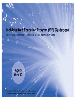 Fillable Online Individualized Education Program IEP RI Department Of