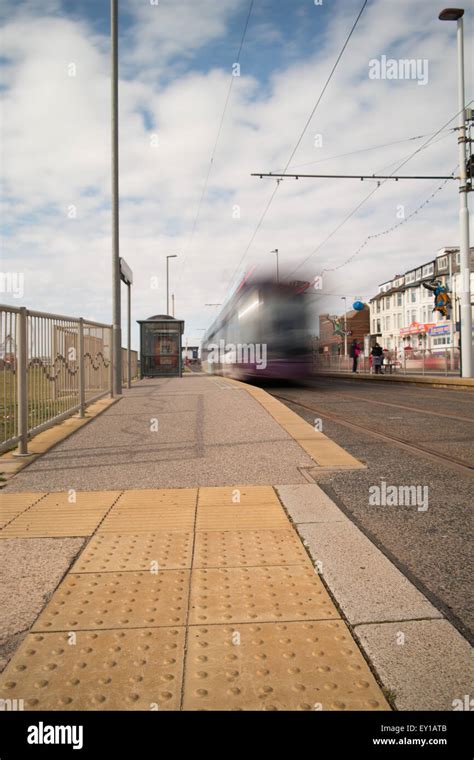 Tram stop along Blackpool promenade Stock Photo - Alamy