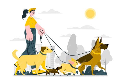 Ilustración Del Concepto De Paseador De Perros Vector Gratis