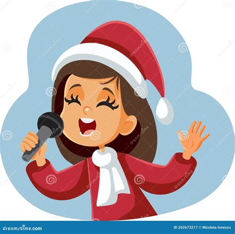 Cheerful Girl Singing Christmas Carols Stock Vector Illustration Of