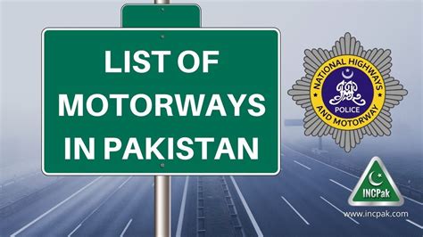 List Of Motorways In Pakistan Incpak