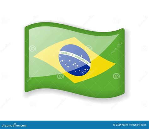 Bandera Brasil Bandera Ondulada Bandera Ondulada Brillante Icono