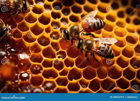 Macro View Of Pollen Storage Areas Within A Hive Stock Image Image Of