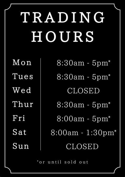 Trading Hours Firebrand Sourdough Bakery