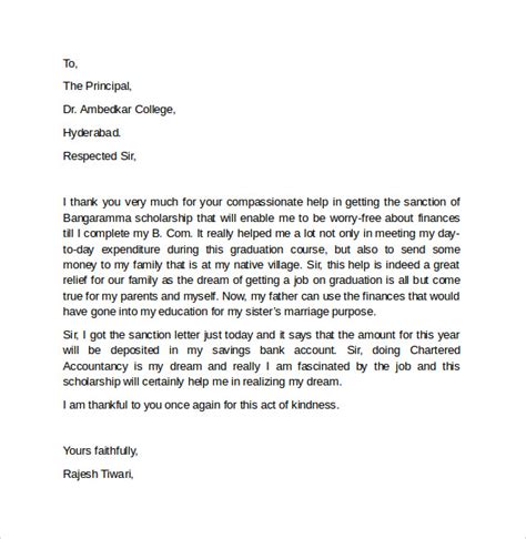 9 Thank You Letter For Scholarship To Download Sample Templates