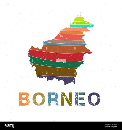 Borneo Map Design Shape Of The Island With Beautiful Geometric Waves