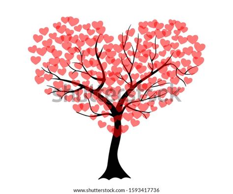 Vector Love Tree Drawing Black Trunk Stock Vector (Royalty Free ...