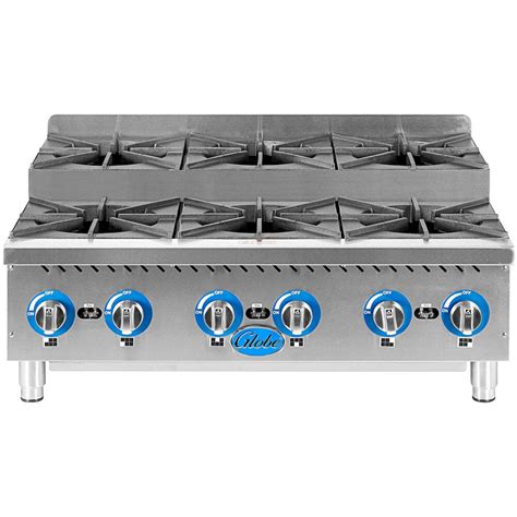 Globe Ghpsu G Gas Countertop Step Up Range Hot Plate With Burners Btu