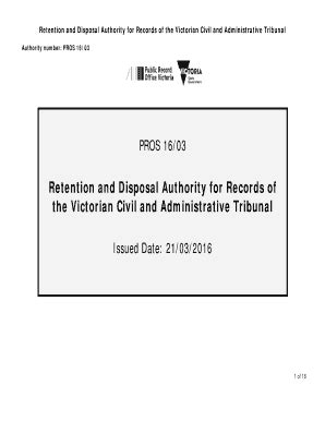 Fillable Online Prov Vic Gov Retention And Disposal Authority For