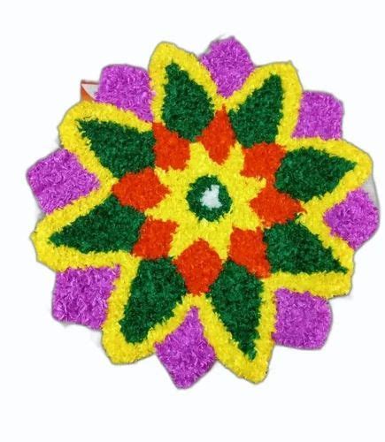 Floral Round Multicolor Flower Rangoli Mat Size Dimension Inch