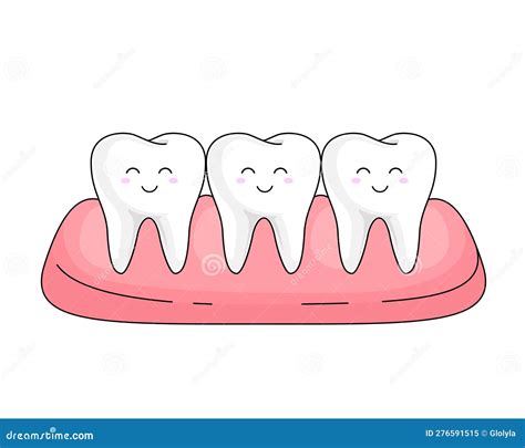 Dental Cartoon Character Healthy Teeth With Gum Stock Vector