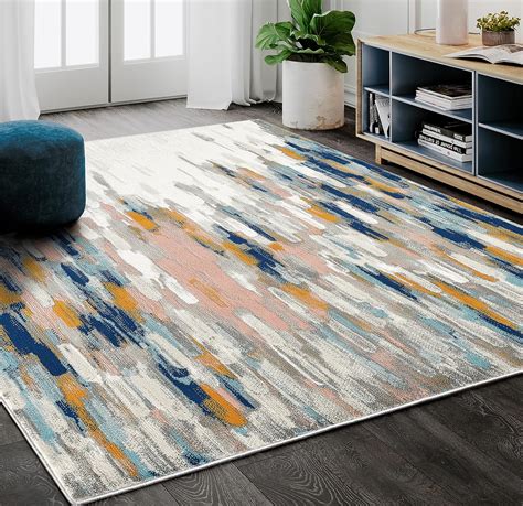 Amazon Abani Rugs Orange Blue Contemporary Abstract Area Rug