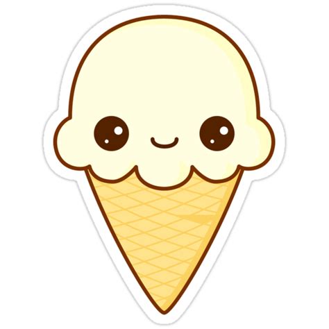 Kawaii Happy Vanilla Ice Cream Cone Stickers By TriBrush Redbubble