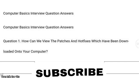 Computer Basics Interview Questions Answers Briefly In English Youtube