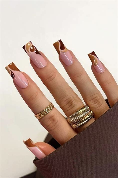 Brown Acrylic Nails Short Square Acrylic Nails Brown Nails Best