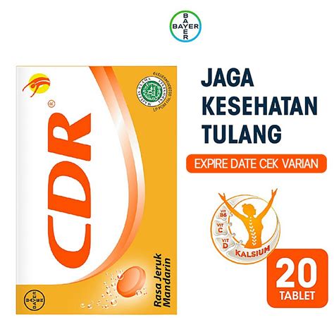 Jual CDR Suplemen Kalsium Rasa Jeruk 20 Tablet Shopee Indonesia