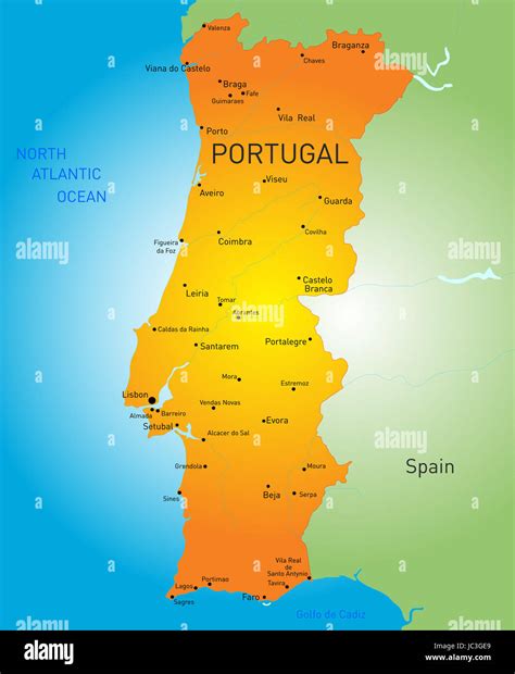 Vector Color Map Of Portugal Country Stock Photo Alamy