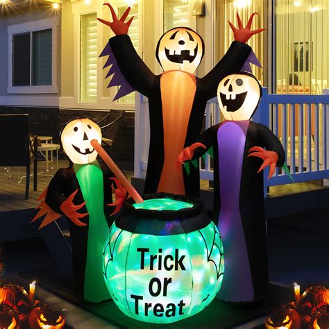 Costway Large 8ft Inflatable Halloween Witches Cauldron Yard Decor Outdoor Blow Up Decoration