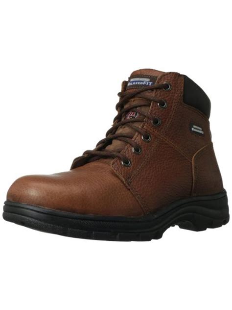 Skechers Workshire Leather Memory Foam Work Boots in Brown for Men | Lyst