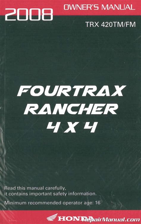 Honda Trx Tm Fm Fourtrax Rancher X Atv Owners Manual