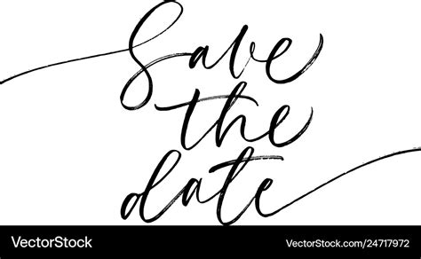 Save the date phrase modern calligraphy Royalty Free Vector