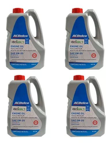 Aceite Acdelco Sintetico 0w20 Dexos2 20 L 4 Garrafas Meses sin interés