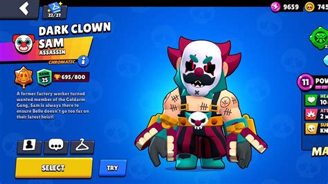 New Dark Clown Sam Skin Brawl Stars Season Youtube