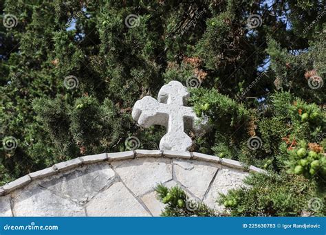 White Cross On The Stone Church Arch Stock Image Image Of Church