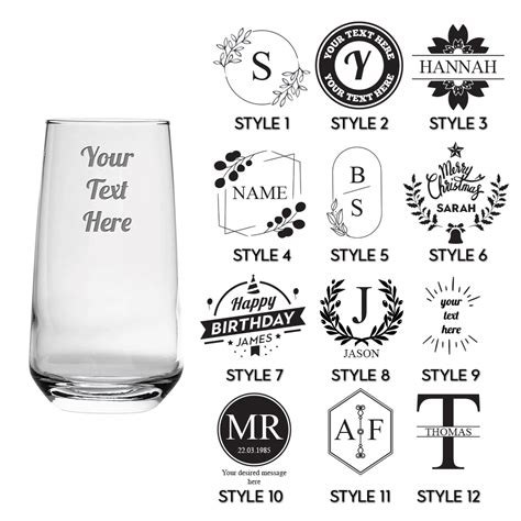 Personalised Engraved Tall Glass Your Own Text Etched Glassware T Ebay