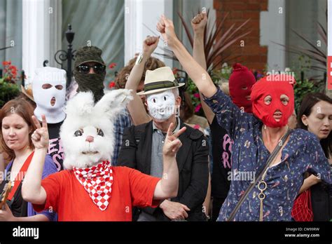 Supporters Of Pussy Riot The Russian Female Punk Band Protest Outside The Russian Embassy In
