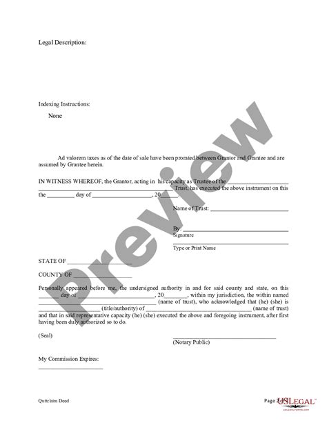 Mississippi Quitclaim Deed From A Trust To An Individual Quit Claim Deed Mississippi Us