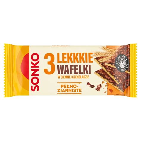 Sonko Lekkie wafelki pełnoziarniste w ciemnej czekoladzie 36 g 3