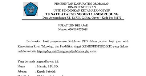 Surat Ijin Untuk Mengikuti PPG Docx Google Drive