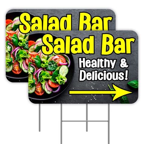 2 Pack Salad Bar Yard Signs 16 X 24 Double Sided Print With Metal