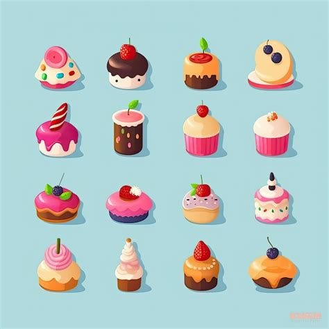 Premium AI Image | cupcake illustration tasty flat vector collection ...