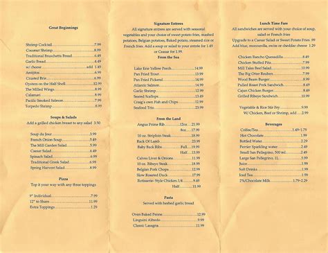 Mill Tales Inn Menu, Menu for Mill Tales Inn, Tillsonburg, Tillsonburg ...