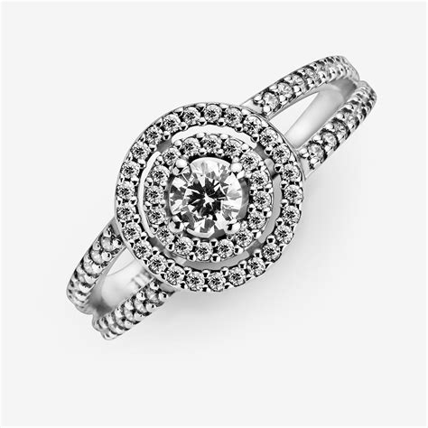 Sparkling Double Halo Ring Sterling Silver Pandora Us