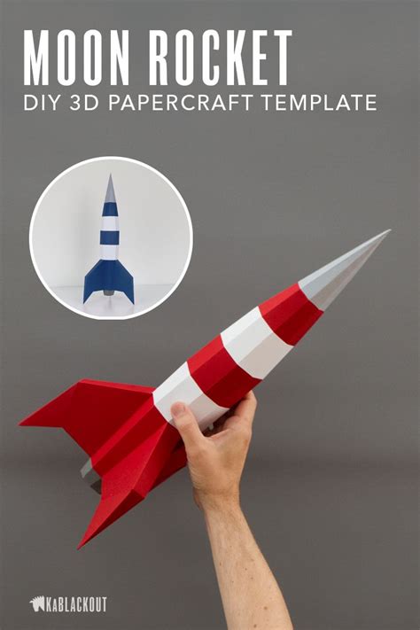 Papercraft Rocket Template Diy Rocket Low Poly Rocket 3d Origami