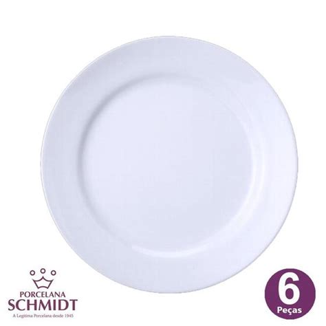 Conjunto Pratos Rasos Branco Cil Ndrica Porcelana Schmidt