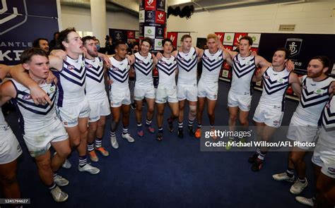 The Dockers Sing The Team Song During The 2022 Afl Round 17 Match