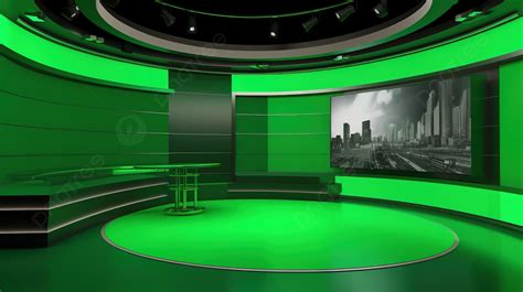 Fondo Estudio De Noticias De Tv Virtual 3d Mejorado Con Pantalla Verde