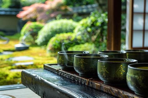 Buddhist Tea Ceremony In A Japanese Garden Premium Ai Generated Image