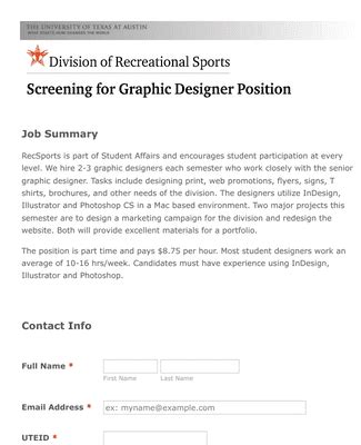 Graphic Design Job Application Form Template | Jotform