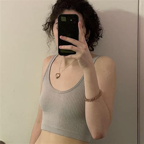 Urban Outfitters Women S Grey Crop Top Depop