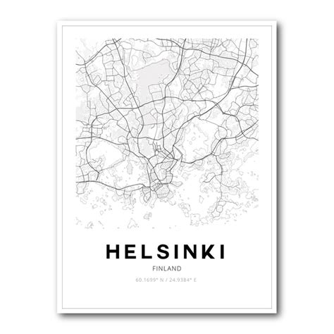 Helsinki City Map Wall Art