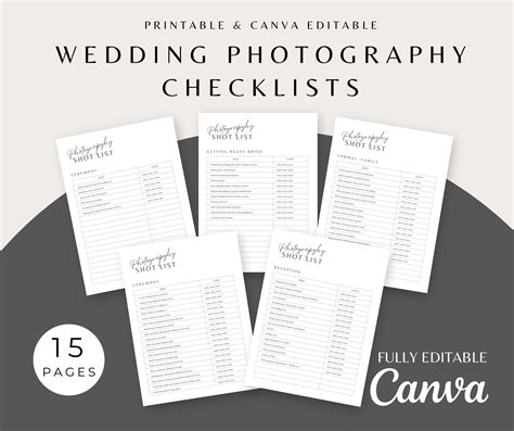 Printable Wedding Photography Checklist Wedding Photography Shot List
