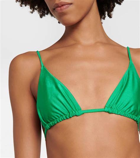 Jade Swim Via Triangle Bikini Top In Green Sheen ModeSens